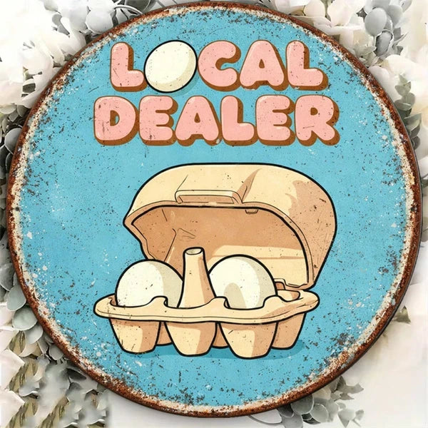 Vintage Fresh Eggs Farm Sign - 8x8 Inch Metal Plaque