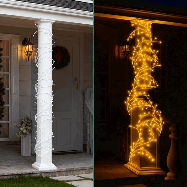 Lighted Birch Garland - 7.87ft with 144 LED Warm White Lights
