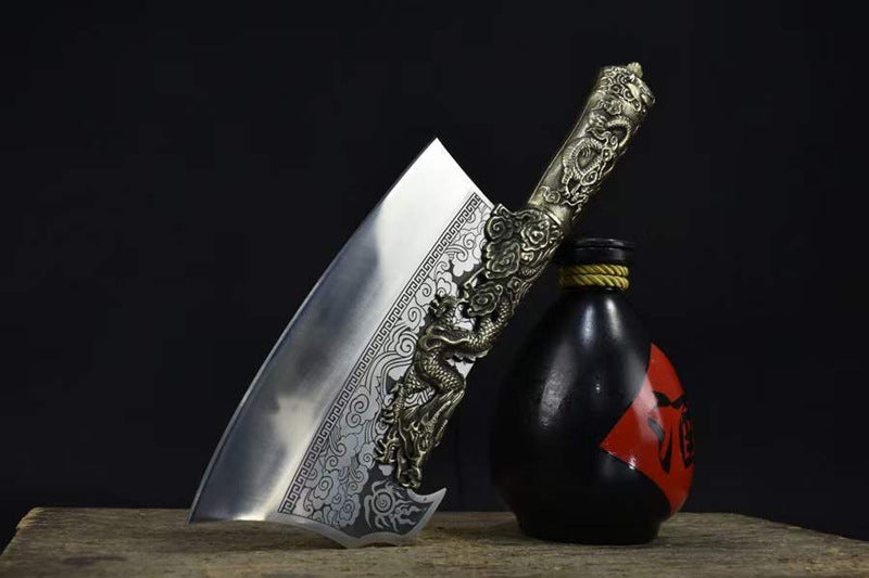 Bone Cutting Knife with Copper Handle & No Rust | 34cm Handmade Kitchen Tool