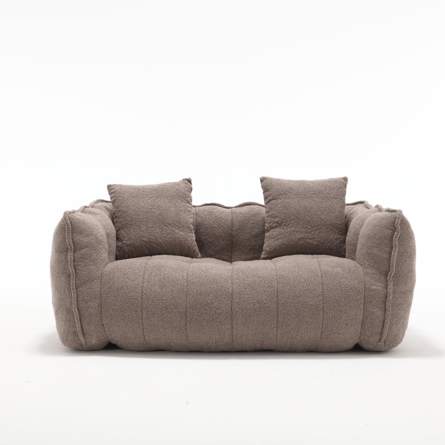 Comfortable Brown Beanbag Chair for Two - Chenille Foam Sofa