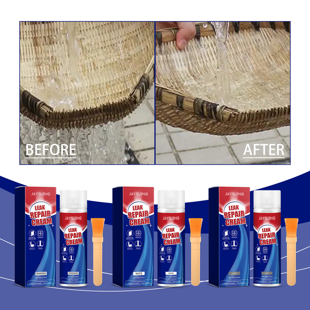 Leak Proof Gray Repair Adhesive for Kitchen Storage - 100g Bottle