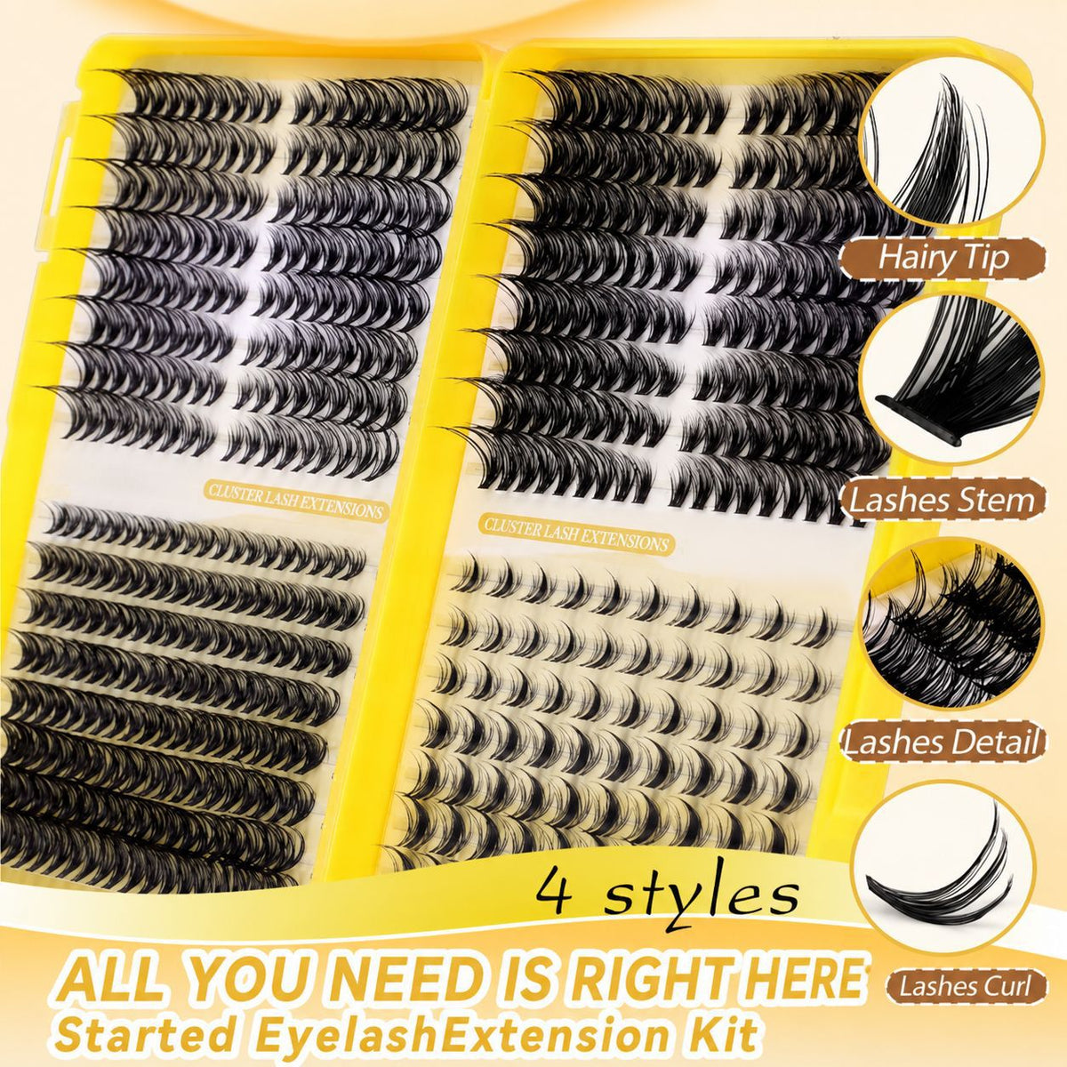 High-Volume DIY False Eyelashes Kit with Glue & Tweezers - Natural & Voluminous 8-16mm