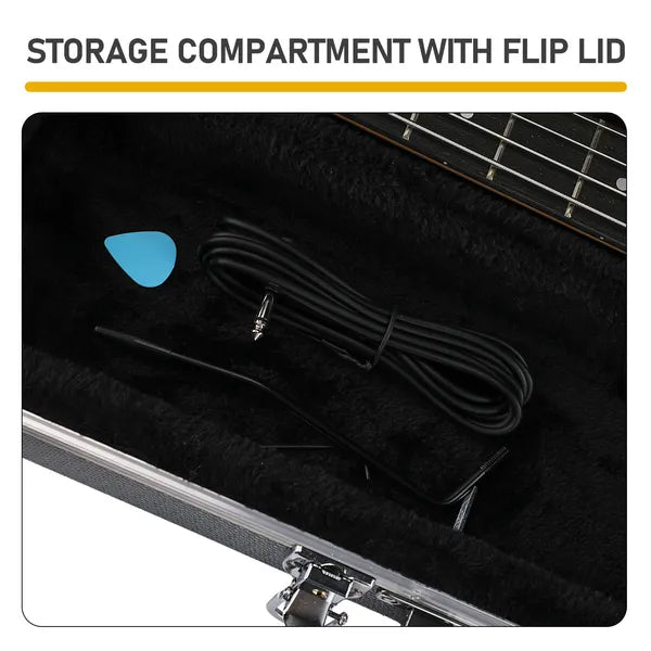 Electric Bass Guitar Hard Case - ABS Molded, Grayish Blue