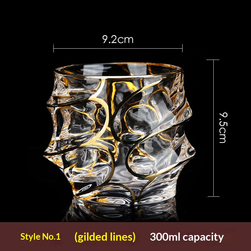 Large Gold-Trimmed Gin Crystal Glass - Vintage Drinkware for Bar & Kitchen