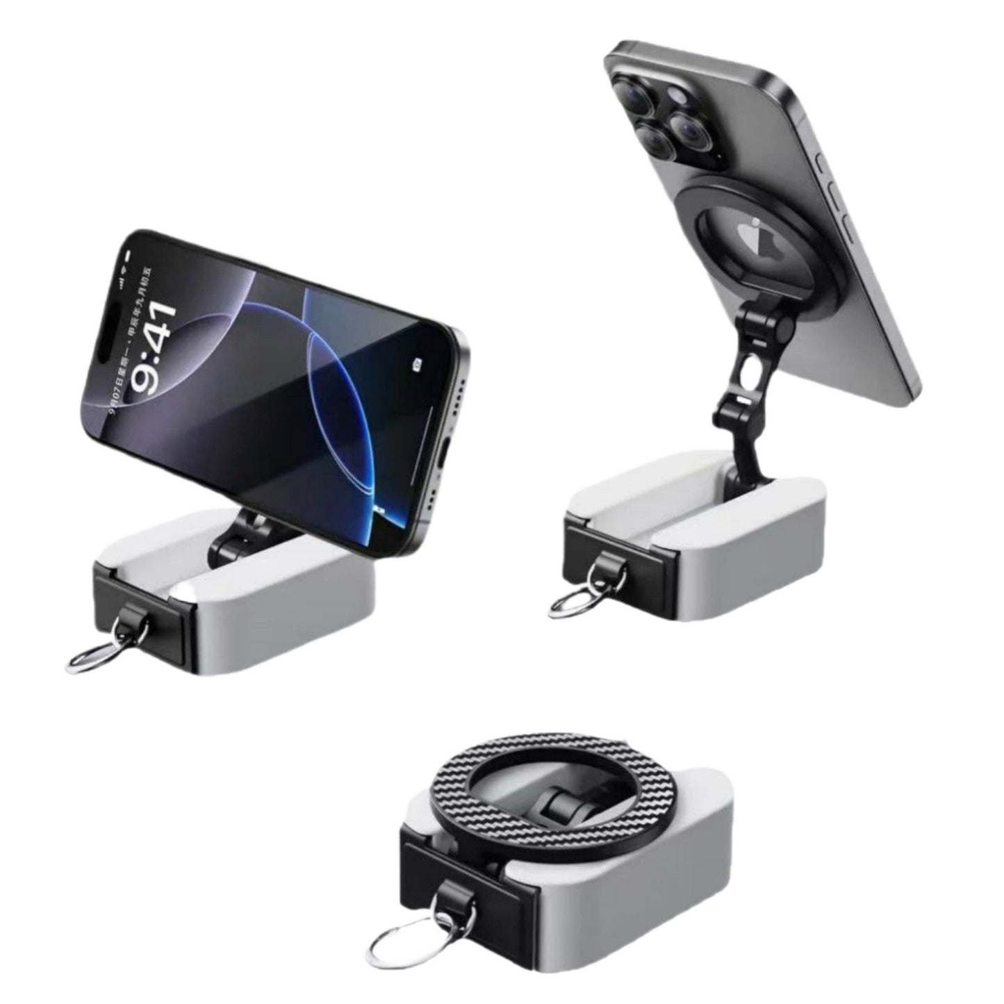 Lazy Portable Rotating Foldable Stand for Home & Office Use - Black & White