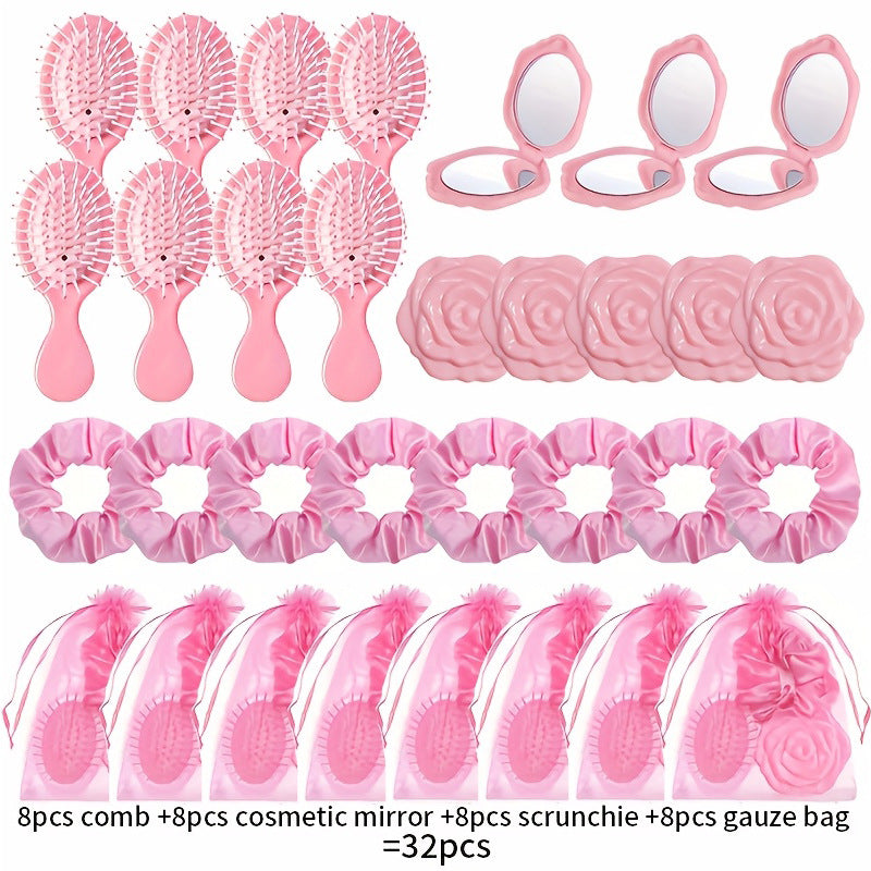 Makeup Mirror & Hair Accessory Set - 32pc Gift Set