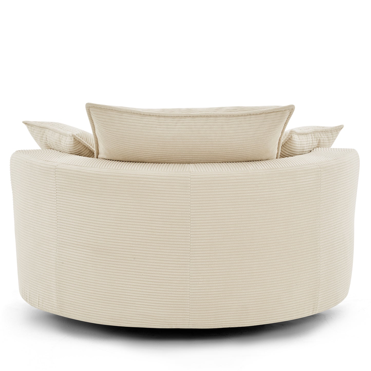 Oversized 360° Swivel Accent Chair with Dual-Layer Cushion - Beige