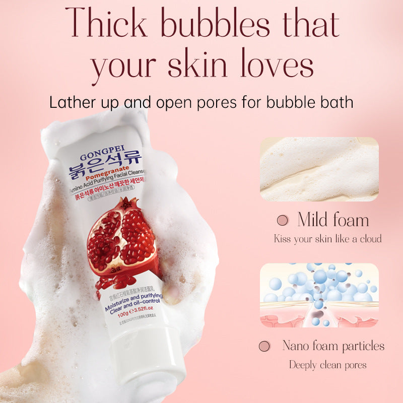 Facial Cleanser Moisturizing Pomegranate Amino Acid Face Wash for All Skin Types