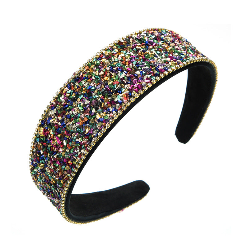 Elegant Rhinestone Wide-Brim Hair Band - Korean Style Hair Accessory
