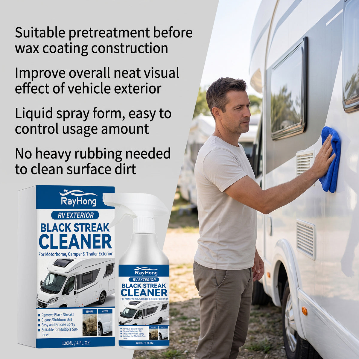 RV Exterior Wall Cleaner Spray - Dust & Stain Remover, 120ml