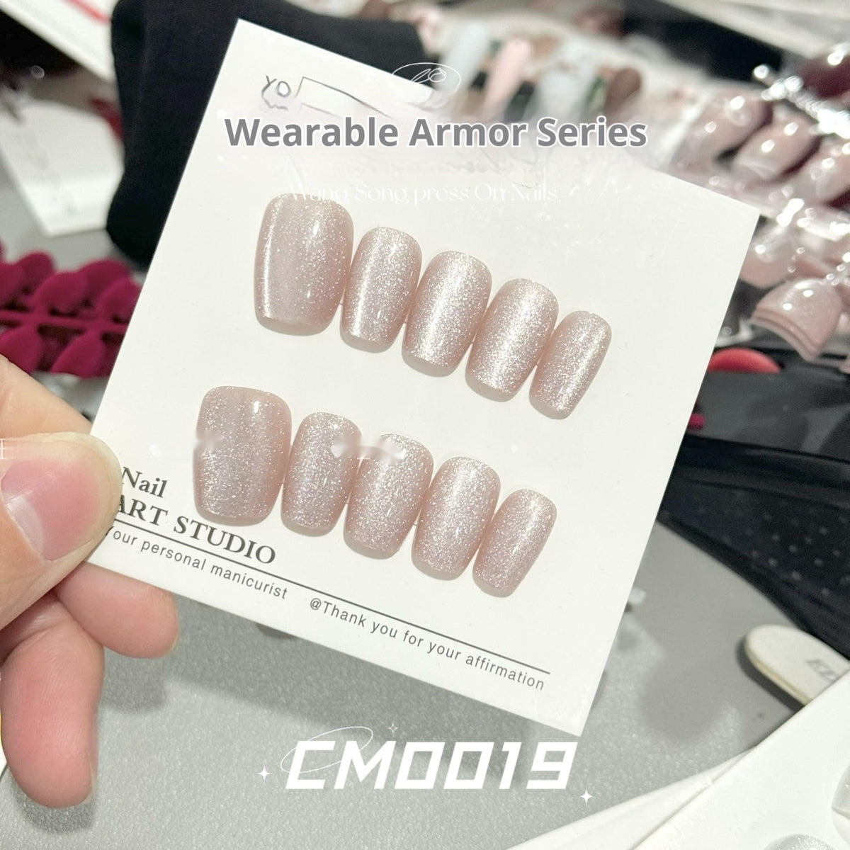Nail Art Glitter Set - Peach Su Cat's Eye Solid Color Armor Style