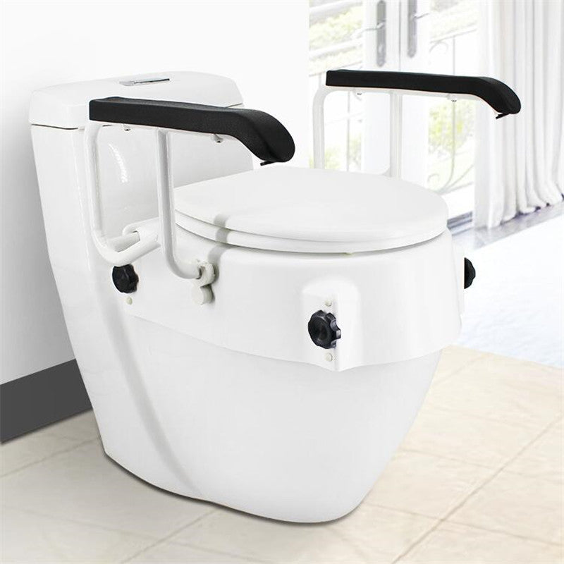 Toilet Booster Seat for Elderly and Pregnant Women with Armrests - Adjustable Bathroom Step Stool