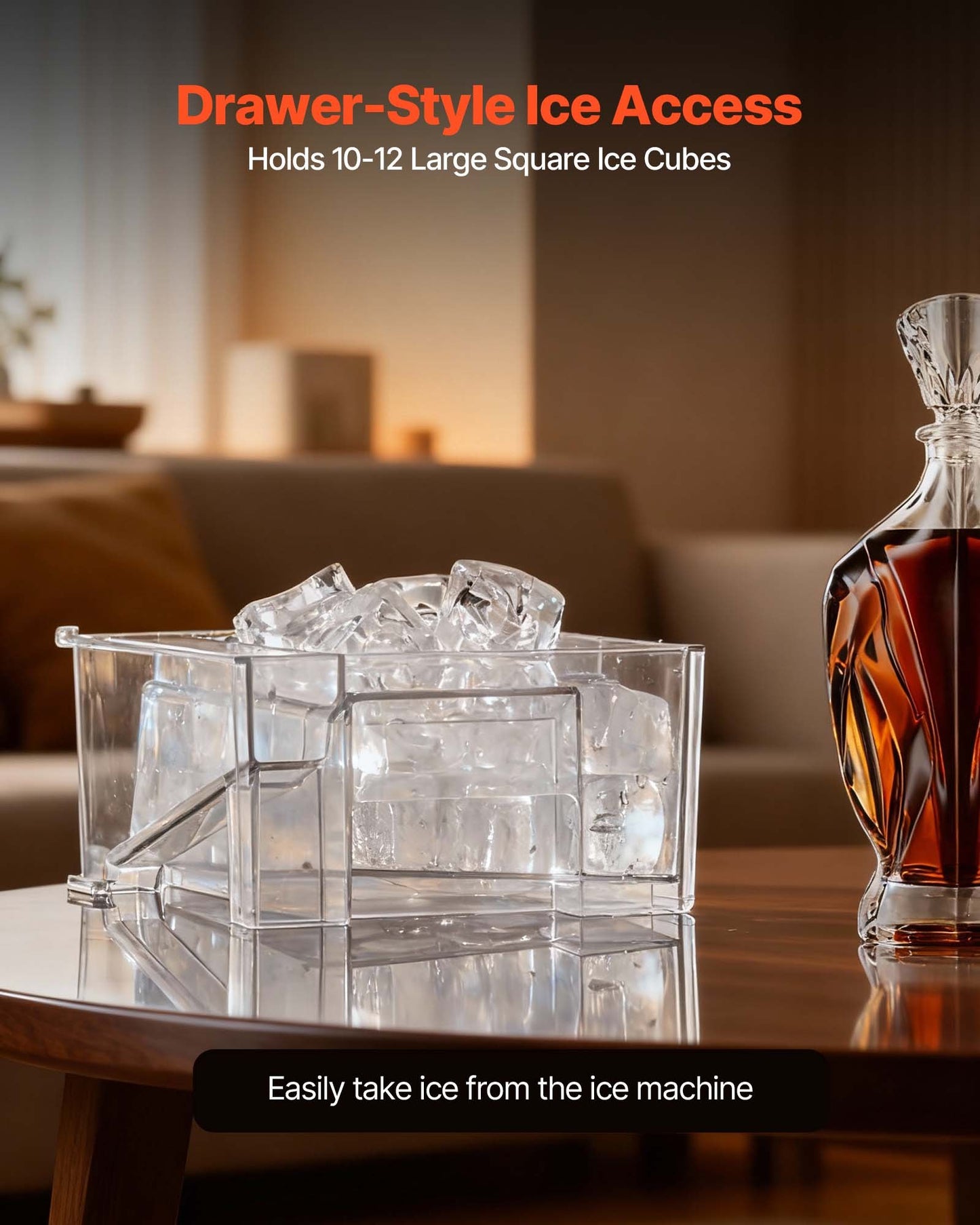 Countertop Ice Maker - Produces 22 Lbs Large Clear Cubes Daily, Portable & Self-Cleaning