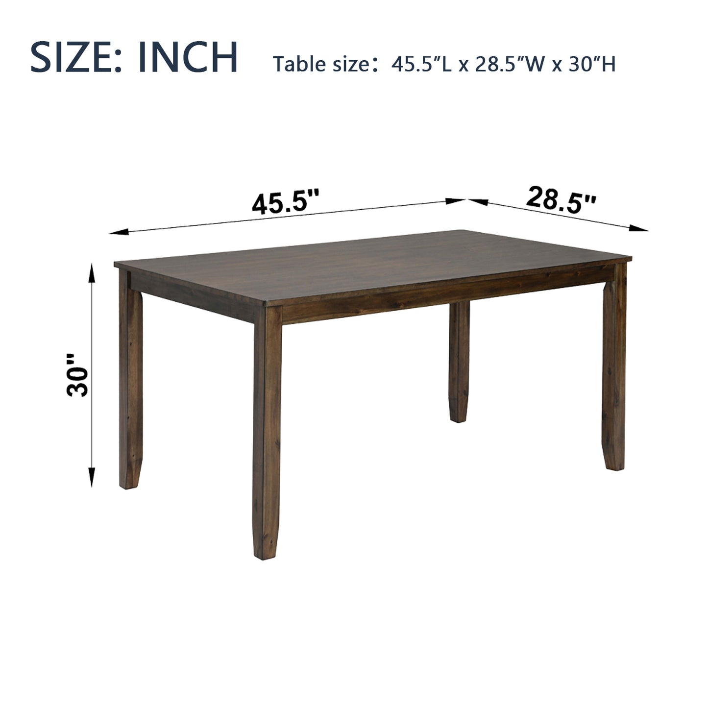 Walnut Rectangular Dining Table for 4 - Solid Acacia Wood