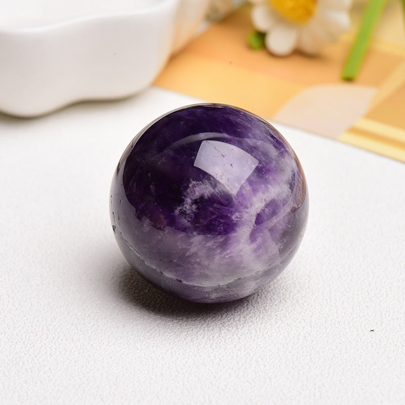 Polished Amethyst Gemstone Crystal Ball - Purple Natural Quartz Decoration