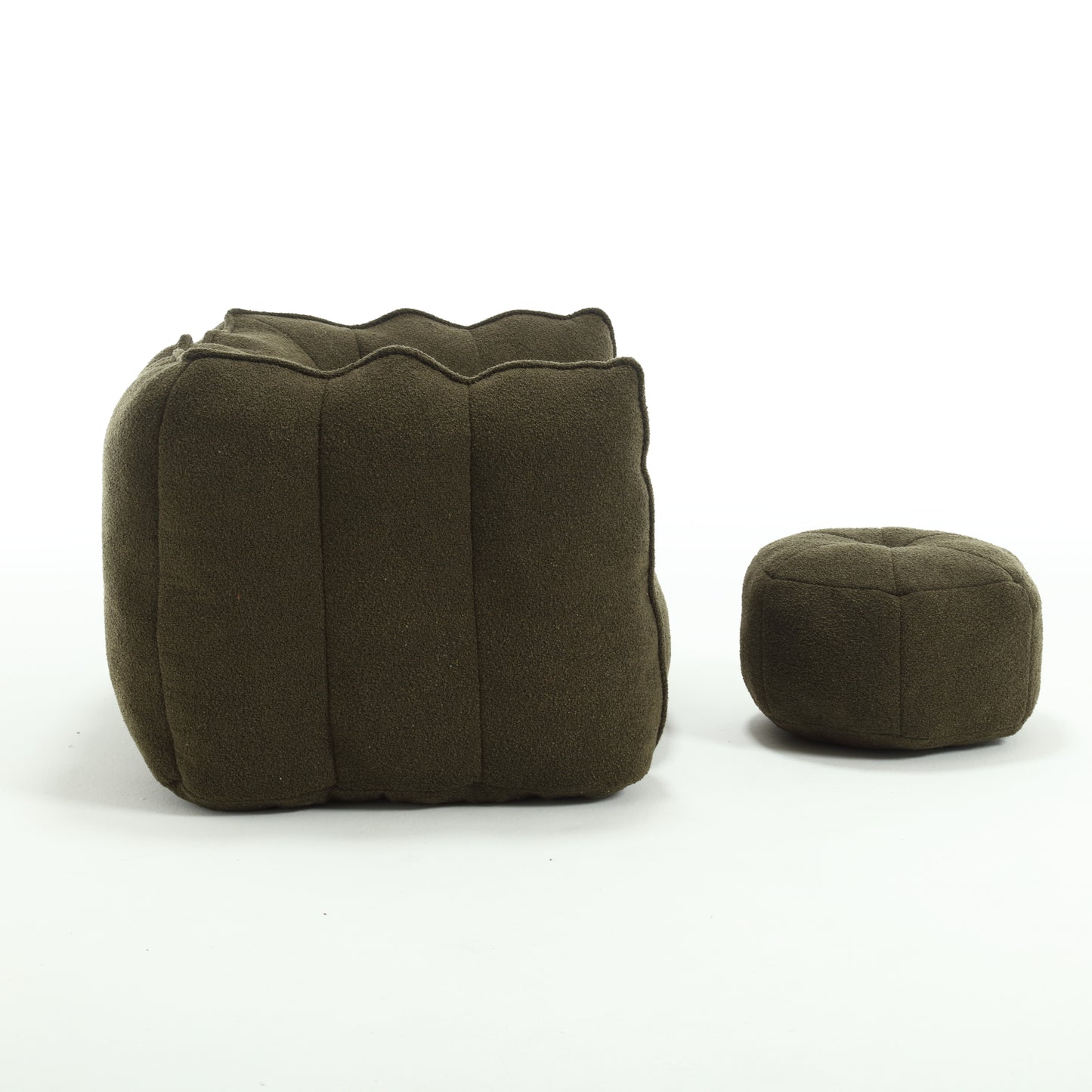 Soft Olive Green Bean Bag Chair with Foam Filler for Adults