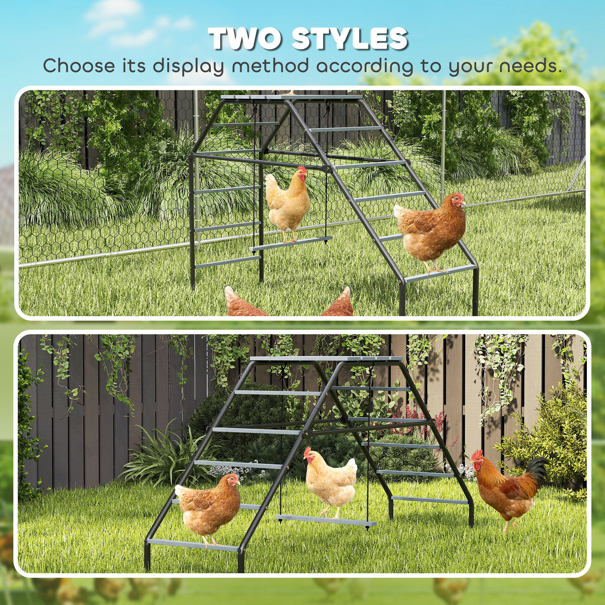 Adjustable Chicken Coop Perch with Swing - 10 Rails for Backyard Farm