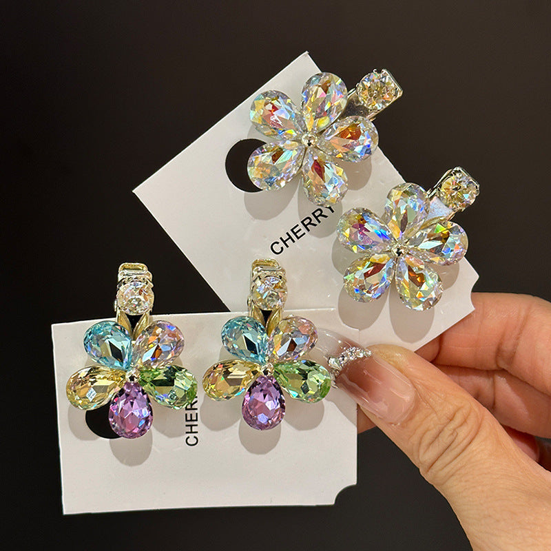 Elegant Crystal Flower Hair Clips - Side Barrettes for Women
