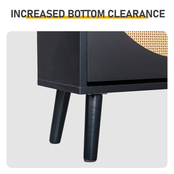 Shoe Cabinet with Drawer and Flip-Top Compartments - Black