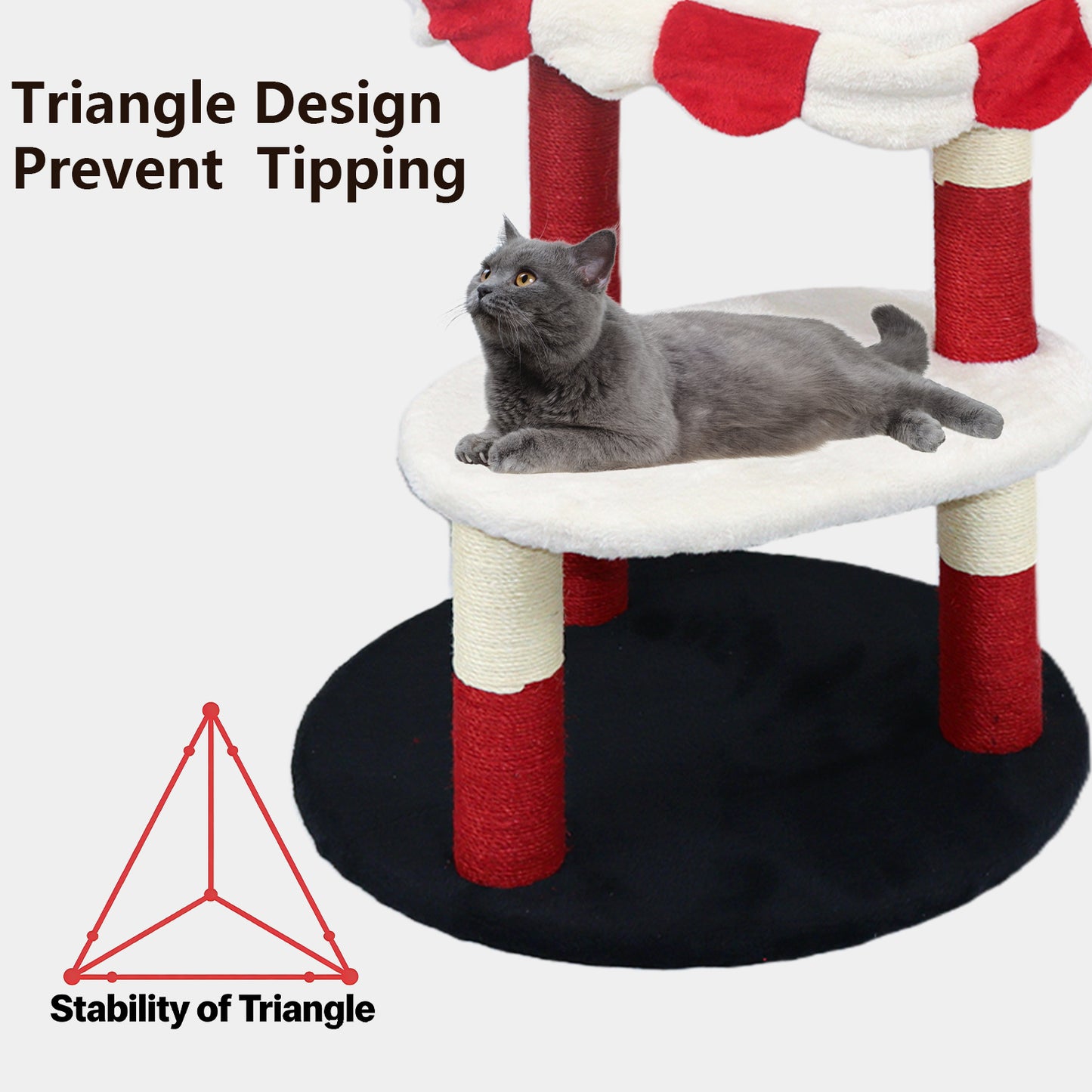 Red Multi-Level Cat Tree with Cozy Perch & Scratching Posts - Clown Design