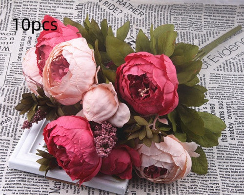 Artificial Peony Flowers Set - Decorative Silk Flowers for Home & Garden
