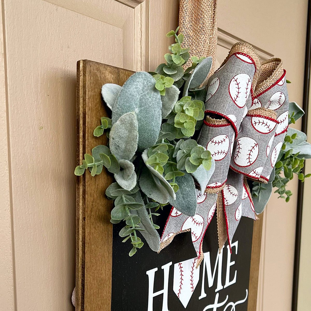 Front Door Summer Decoration Garland - Baseball Floral Wreath for Home & Garden