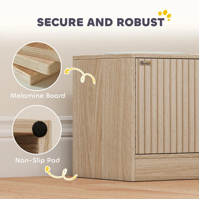 Elevated Dog Bowl Stand with 2 Stainless Steel Bowls & Storage Drawer