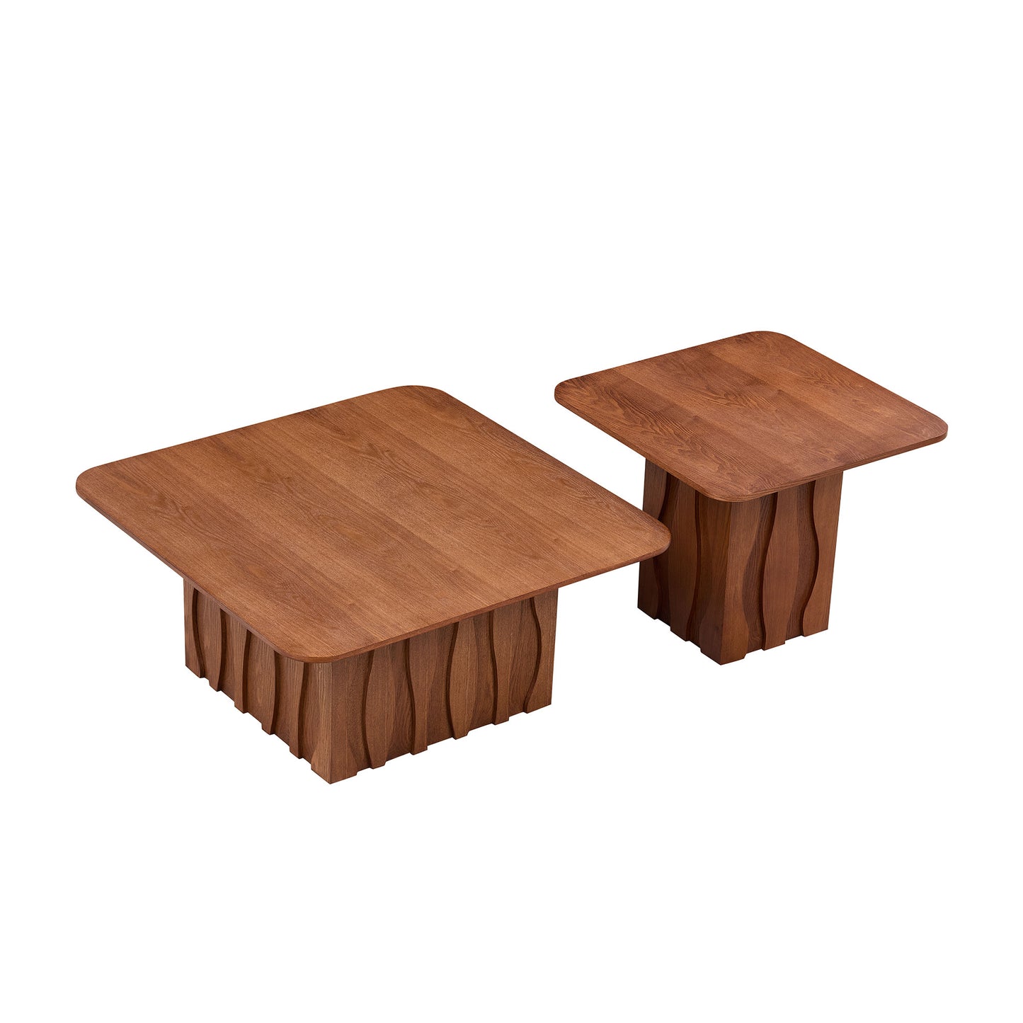 Nesting Square Coffee Table Set - 2-Piece Brown Accent Tables