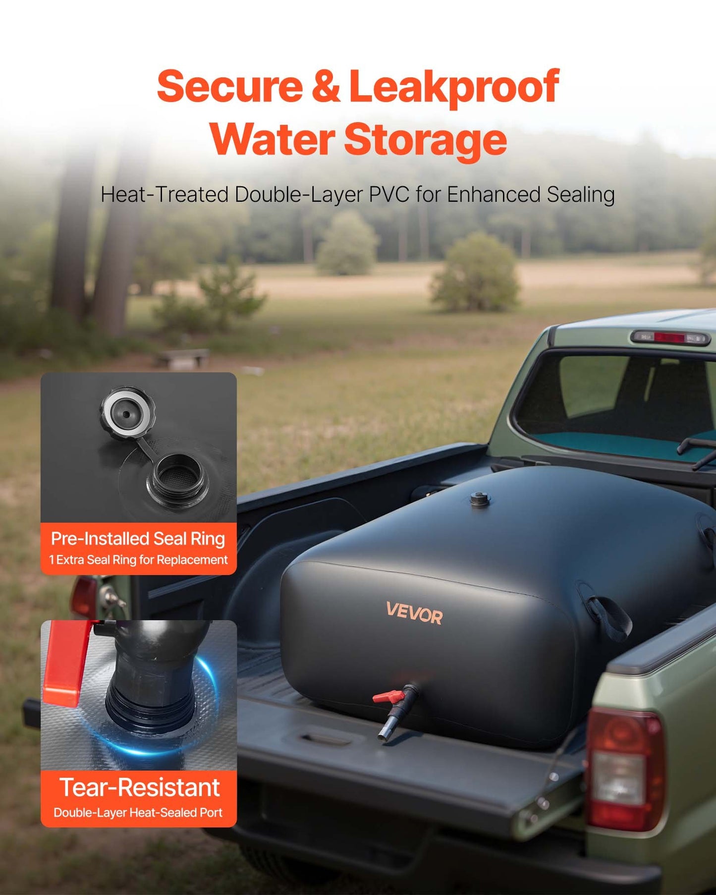87.2 Gal Collapsible Water Storage Bladder with Leakproof Seals for Camping RV Garden