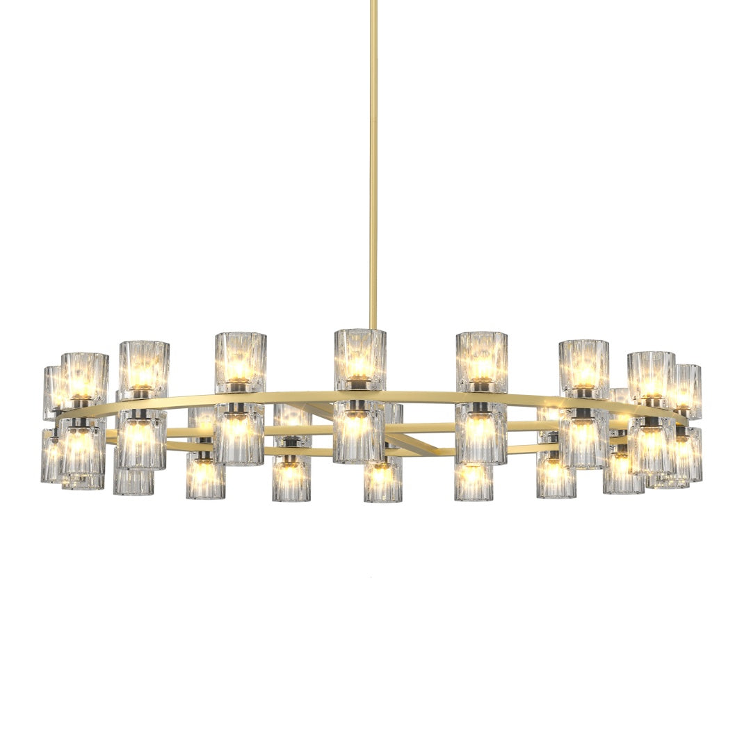 Modern 36-Inch Gold Round Chandelier with K9 Crystal