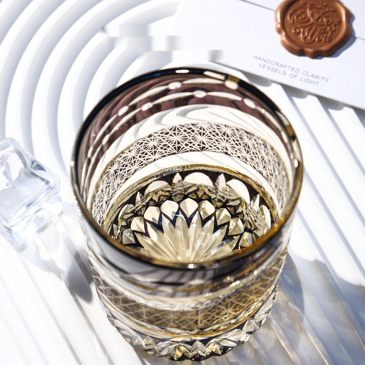 Whiskey Glass Set - Carved Lead-Free Crystal Liquor Drinkware