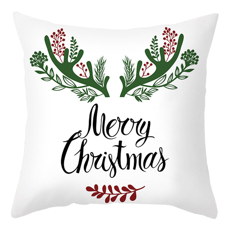 Christmas Pillow Cover Cartoon Letter Print Cushion Cover for Sofa & Office