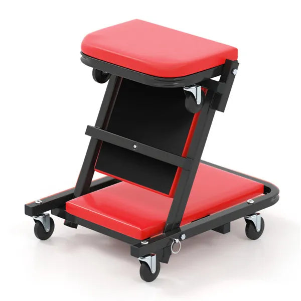 Foldable Garage Creeper with Padded Seat & 6 Universal Casters