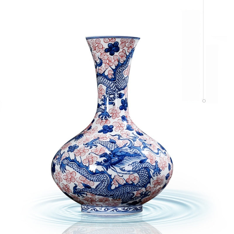 Blue Porcelain Vase - 31cm Ceramic Animal Home Decor Gift