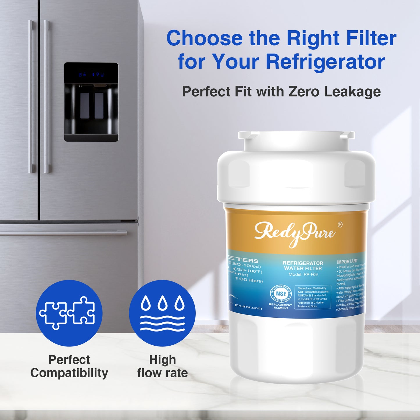 6-Pack Refrigerator Water Filter Replacement - Fits GE MWF, Kenmore 9991