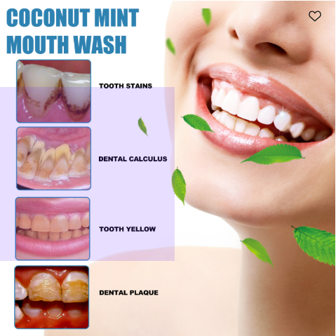 Coconut Mint Whitening Mouthwash for Fresh Breath and Oral Care