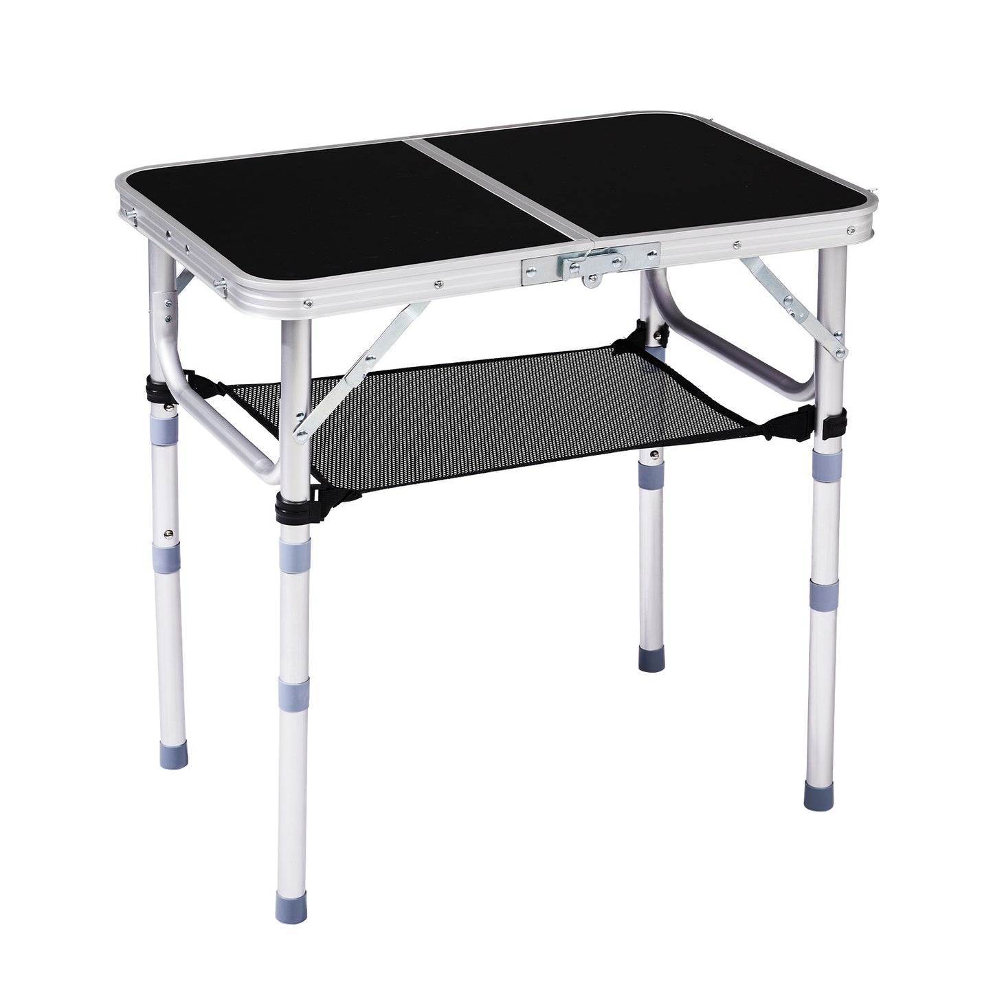 Adjustable Height Foldable Aluminum Outdoor Side Table - Black