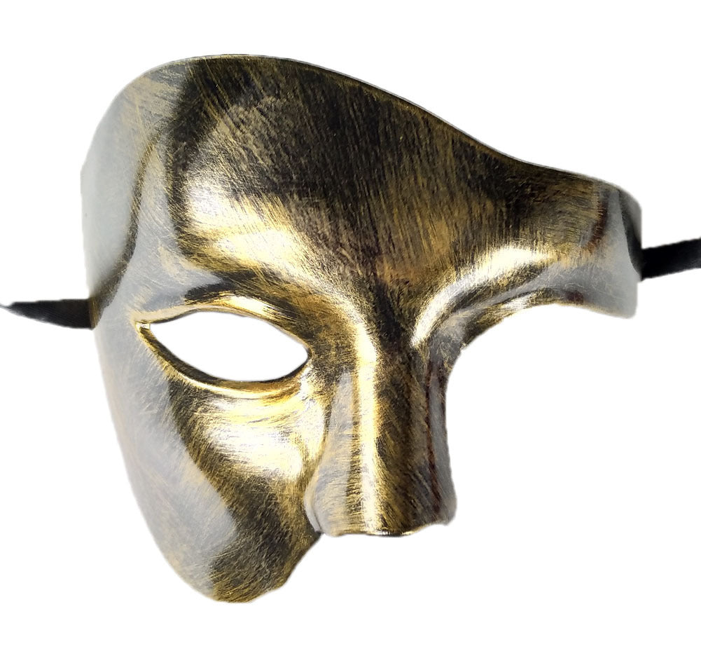 One-Eye Half Face Party Mask - Antique Gold Silver Black for Halloween