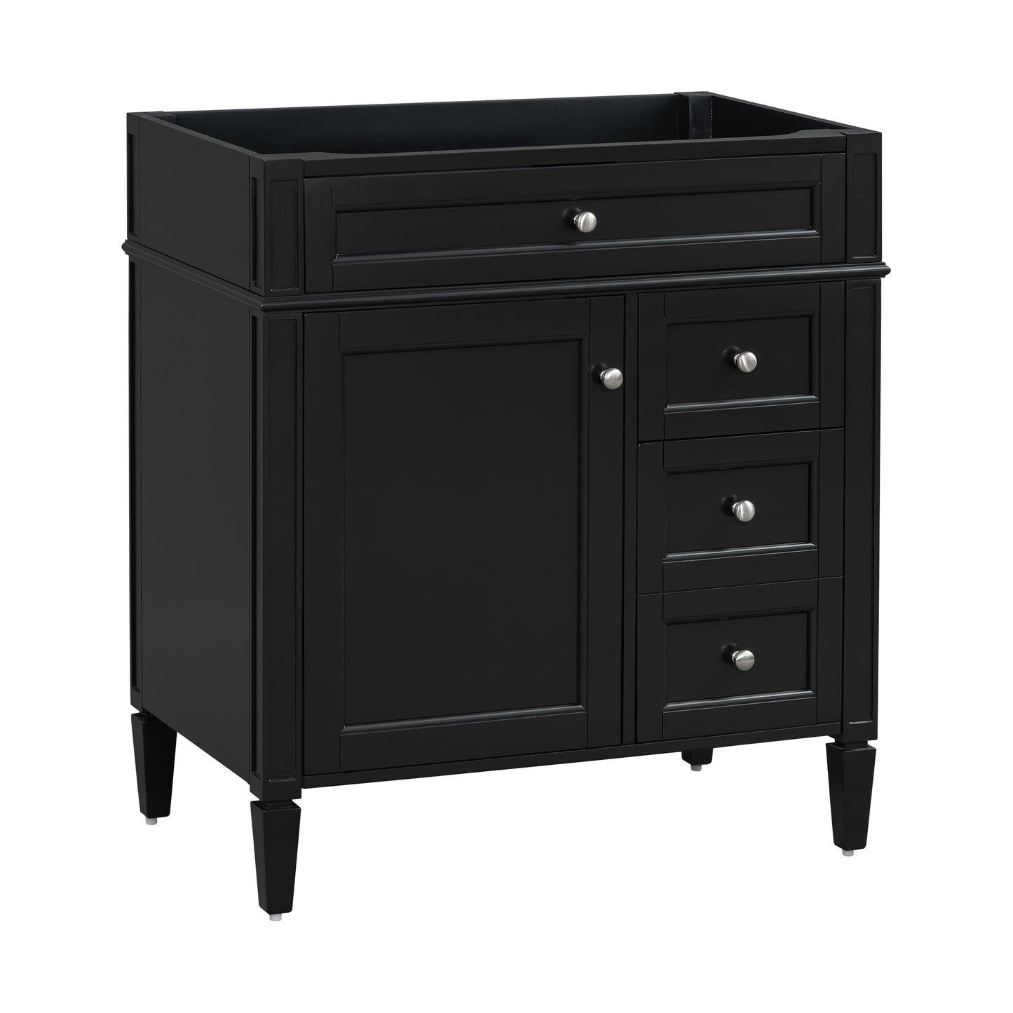 30'' Black Bathroom Vanity Cabinet with 2 Drawers and Tip-Out Drawer