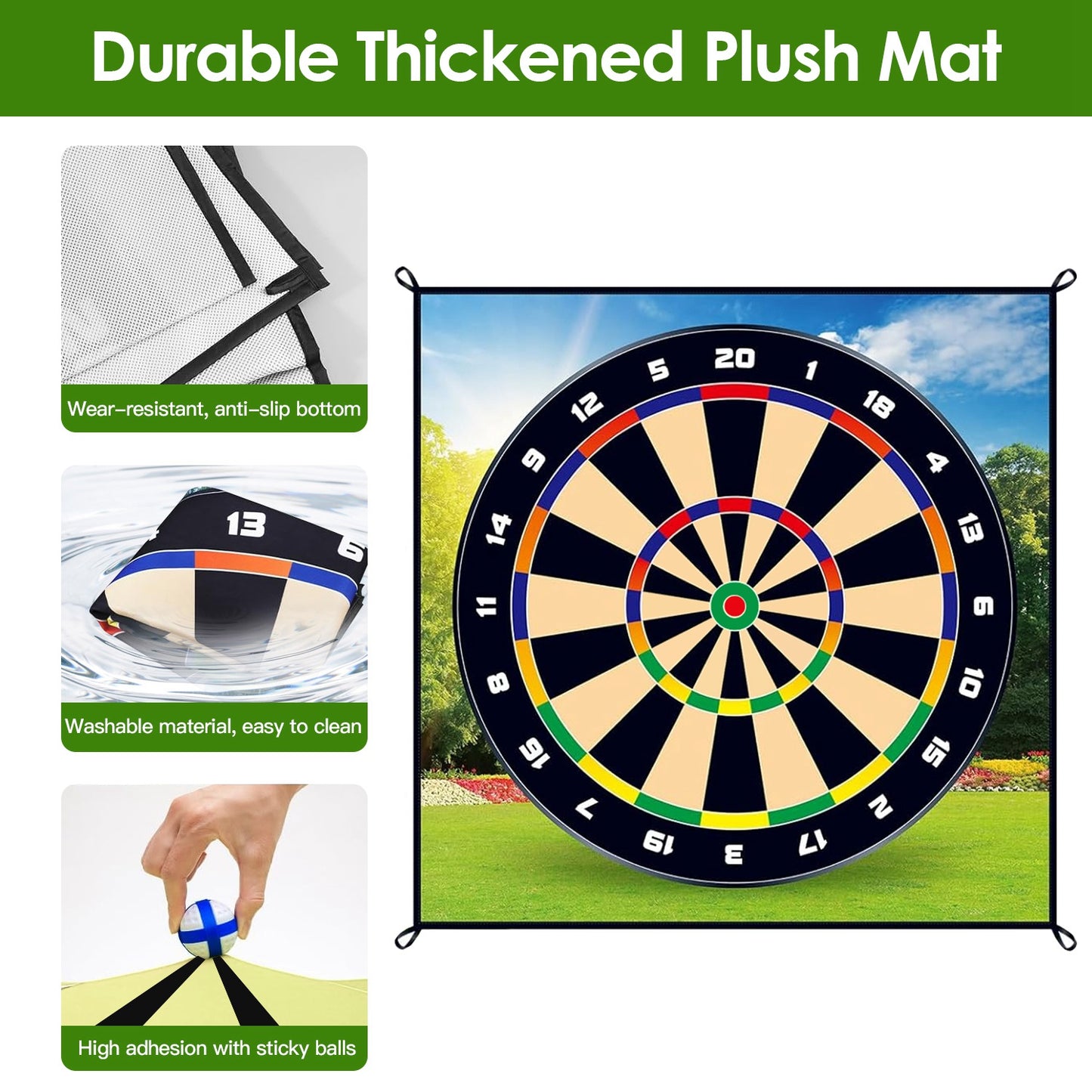 Golf Chipping Game Mat Set with 20 Sticky Balls & Carrying Bag