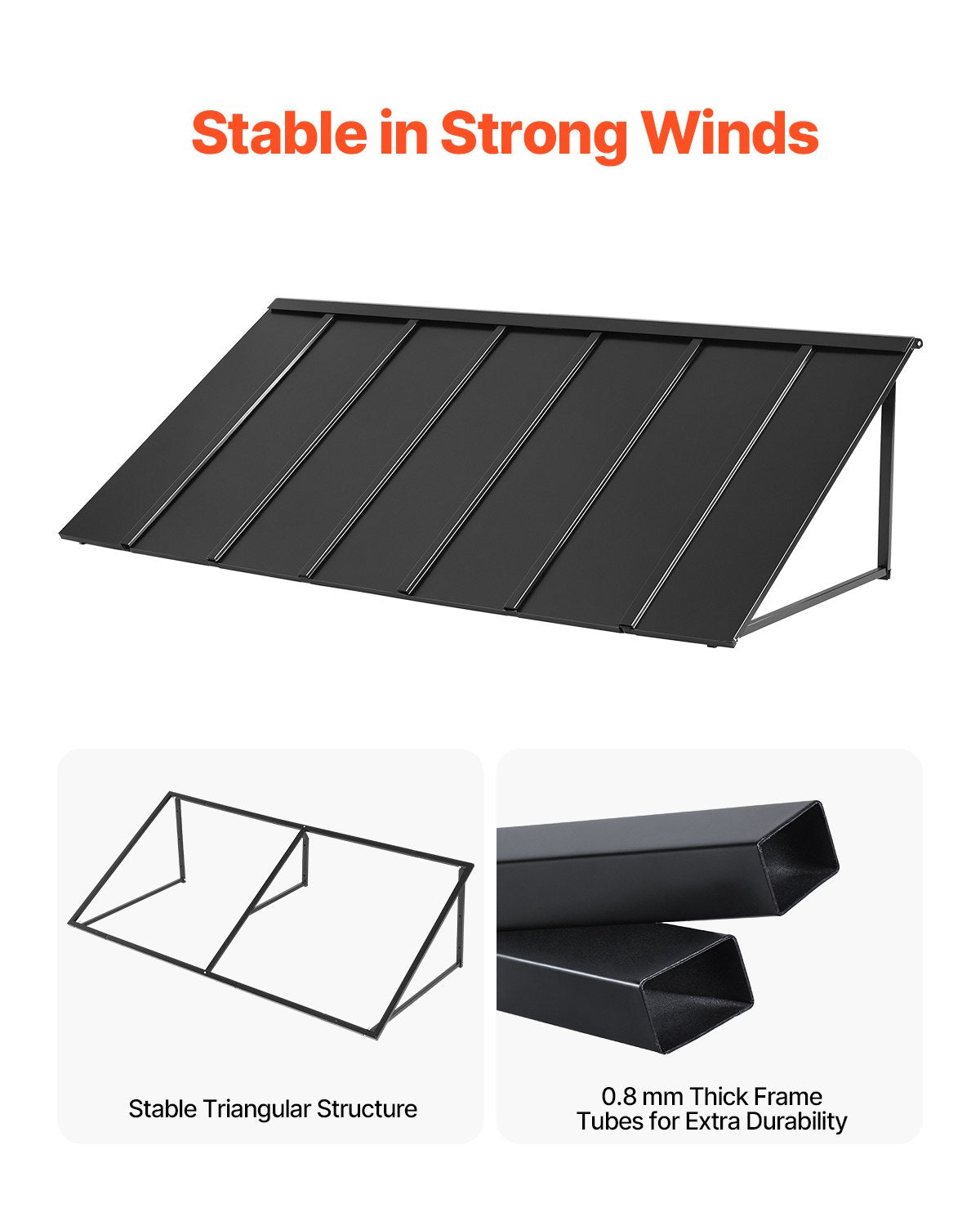 Outdoor Steel Window & Door Canopy 80x36 in Anti-Rust Metal Awning