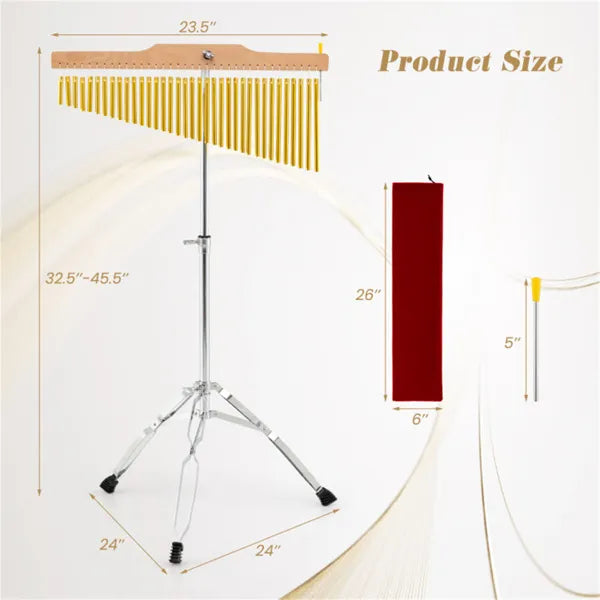 36-Tube Wind Chime with Adjustable Tripod Stand - Portable Percussion Instrument
