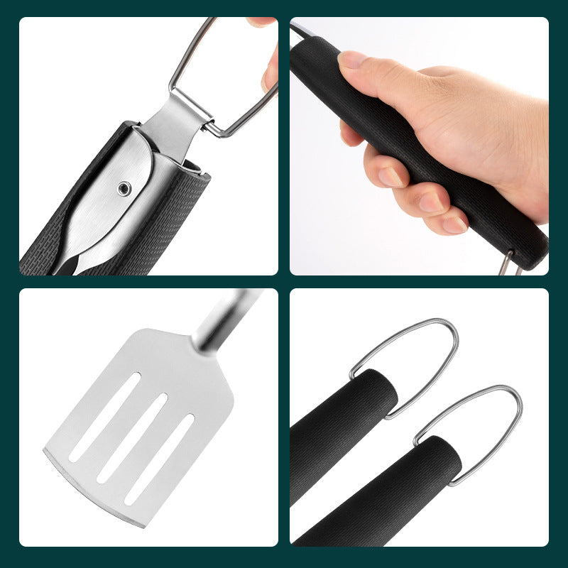 Barbecue Grill Tools Set - Stainless Steel Fork Shovel Clamp 3-Piece