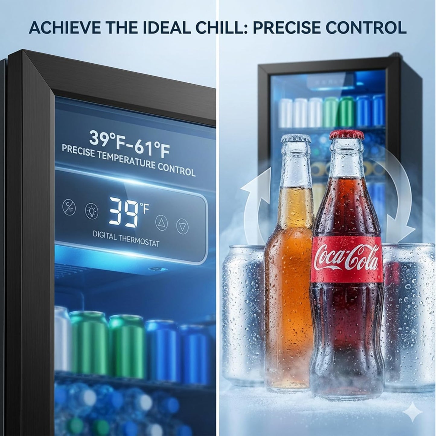 3.3 Cu Ft Beverage Refrigerator, 126 Can Mini Fridge With Glass Door,