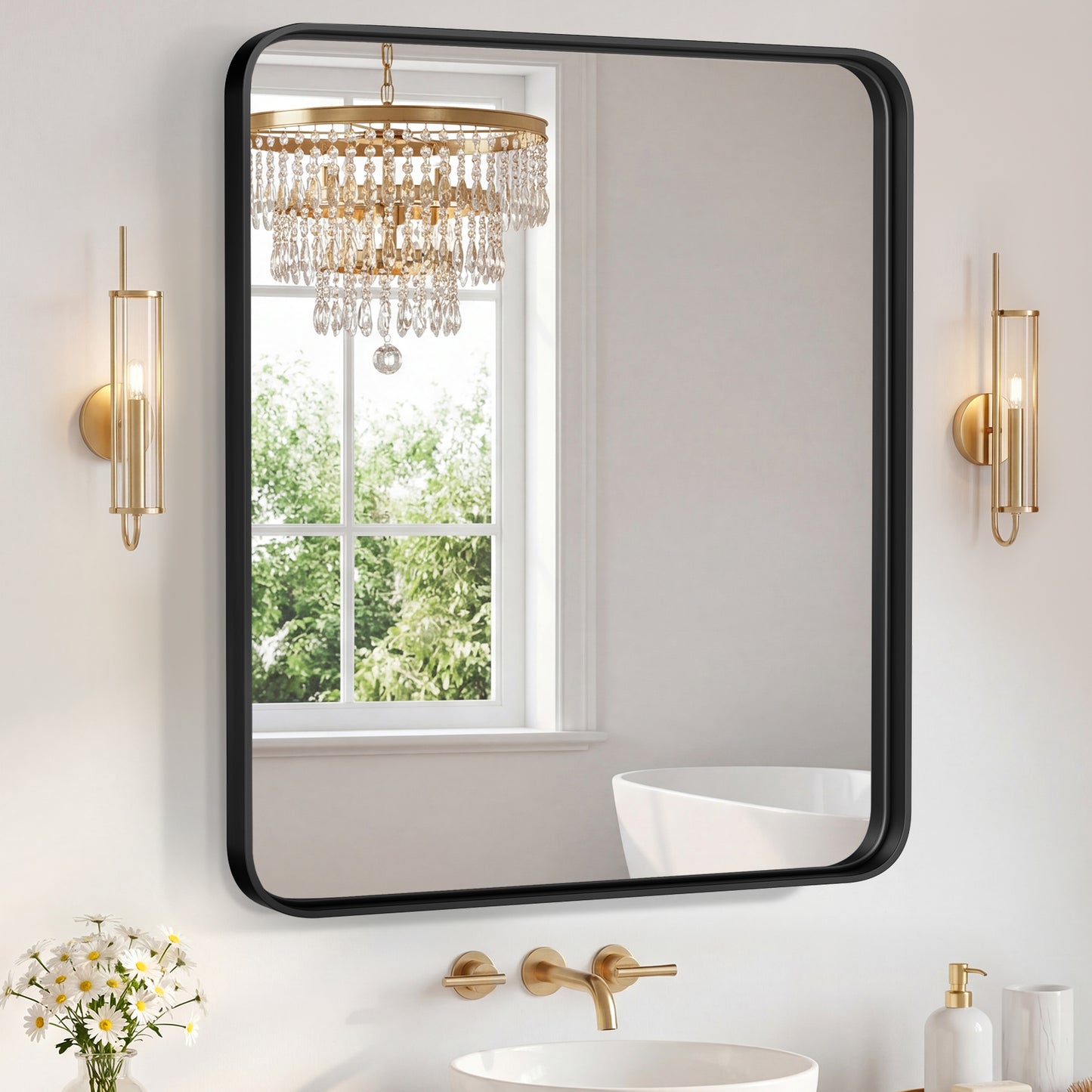 Rectangular Metal Frame Wall Mirror - Modern Decorative Home Decor