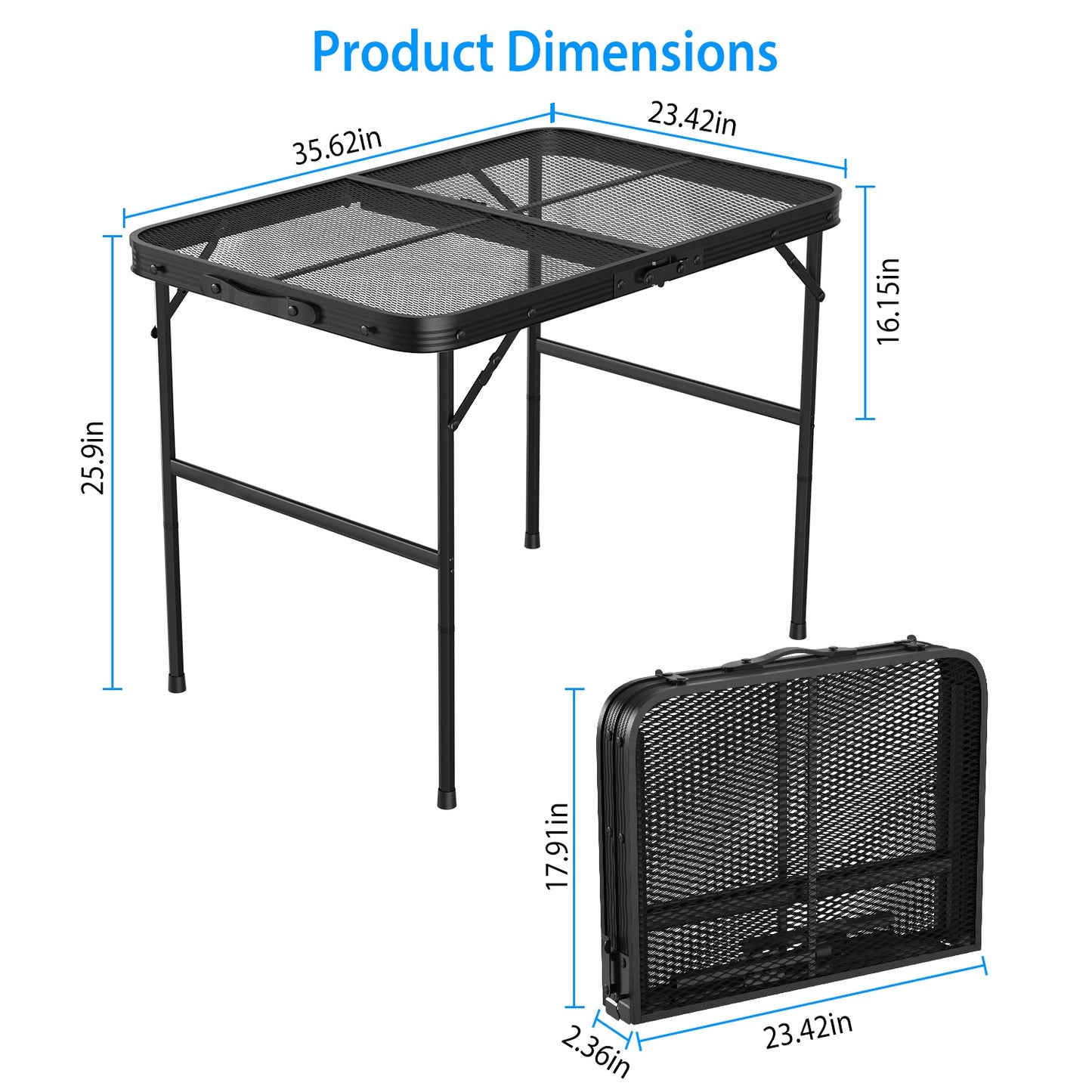Foldable Camping Table - Adjustable Height, 88lbs Capacity