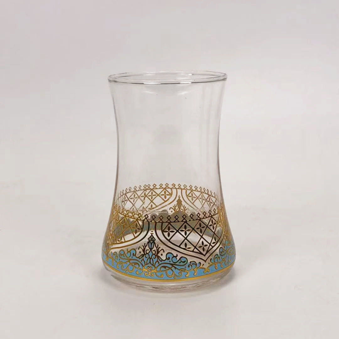 Turkish Glass Coffee and Tea Cup Set with Saucer and Spoon - Exotic Drinkware