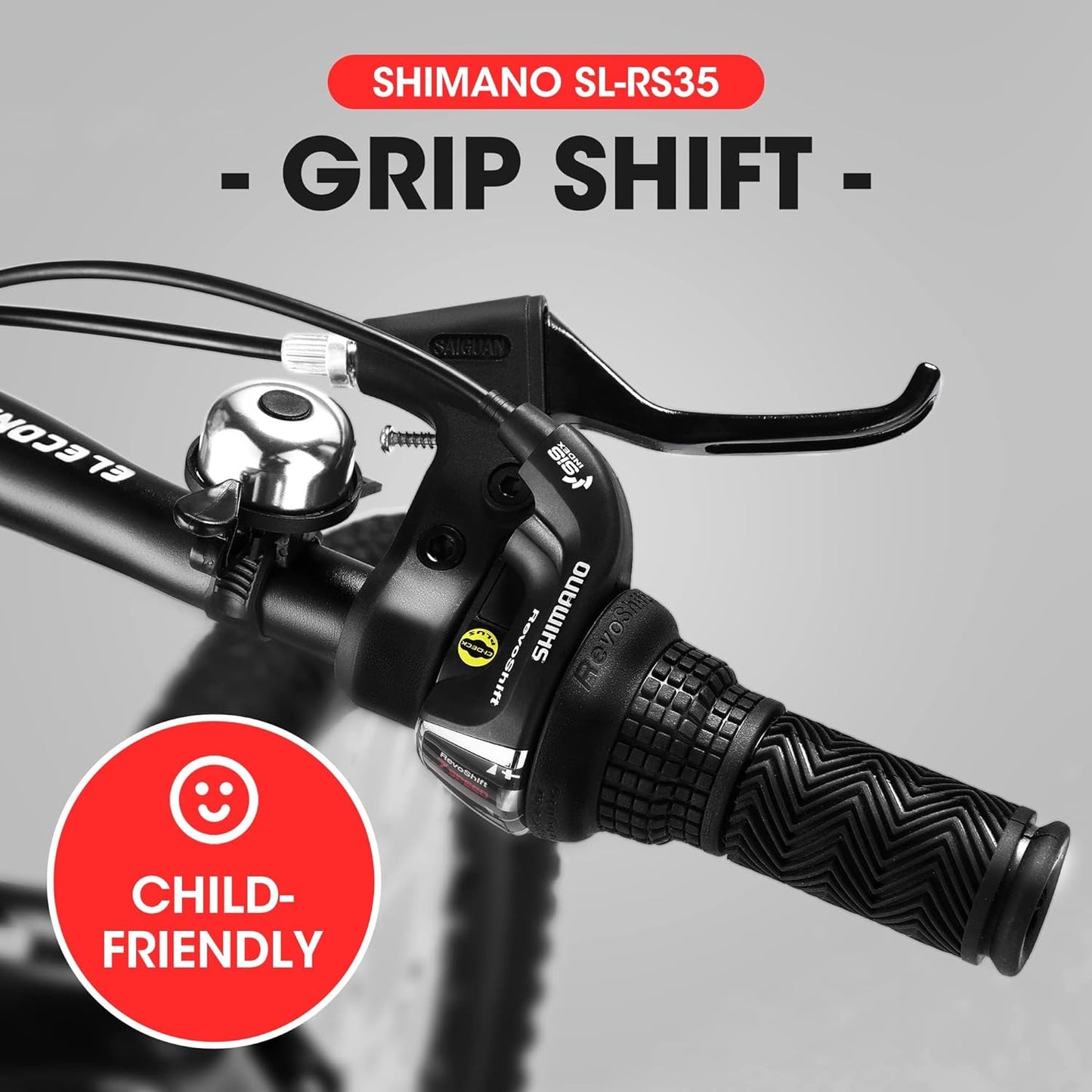 20-Inch Kids' Mountain Bike - 7 Speed, Front Suspension, White