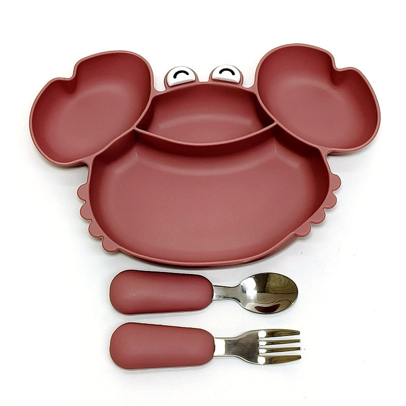 All-in-One Baby Feeding Tray with Compartments Silicone Dinnerware Set