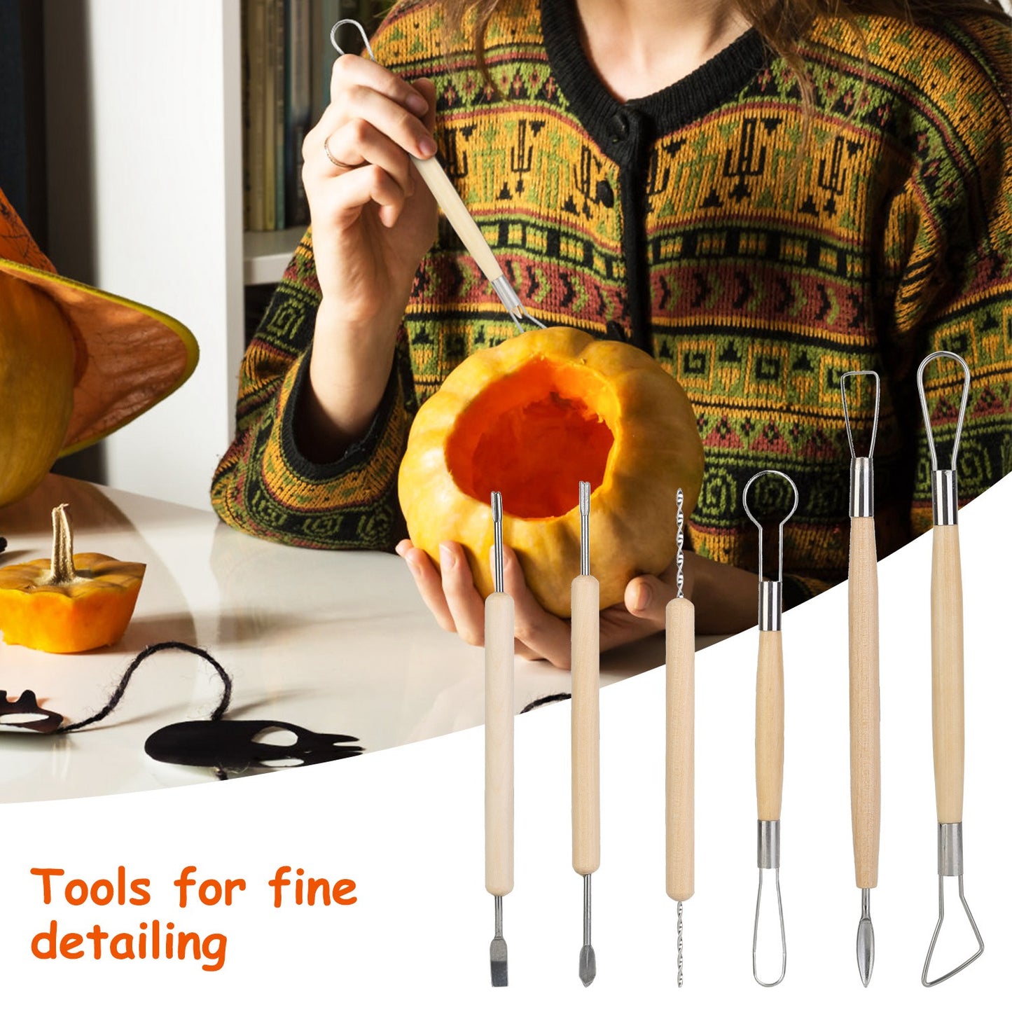 13-Piece Pumpkin Carving Kit - Stainless Steel Tools for Halloween